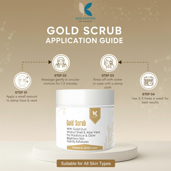 Gold Scrub – Radiance & Glow Face & Body Scrub with Gold Dust | Kokakoshi