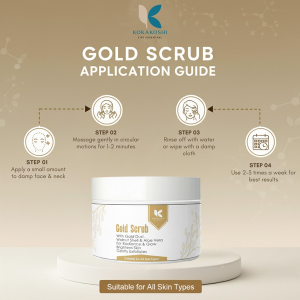 Gold Scrub – Radiance & Glow Face & Body Scrub with Gold Dust | Kokakoshi