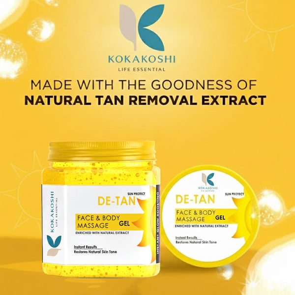 De-Tan Face & Body Massage Gel (400 ml) – Sun Tan Care & Refreshing Glow | Kokakoshi