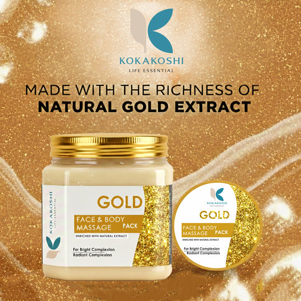 Gold Face & Body Massage Pack (400 ml) – Instant Radiance & Glow Boost | Kokakoshi