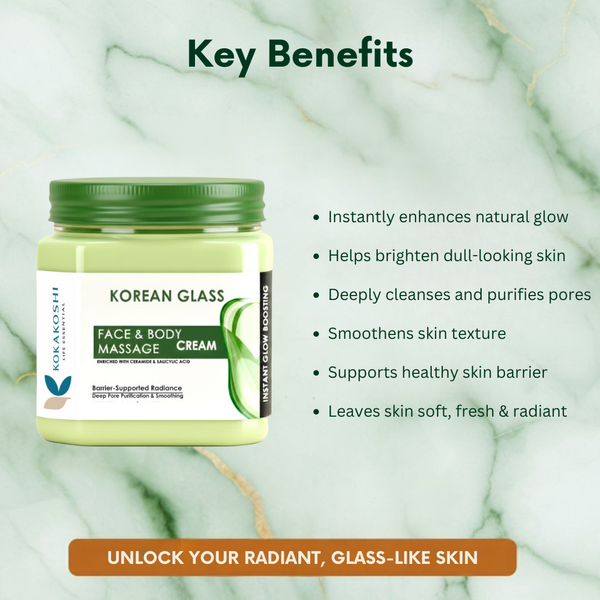 Korean Glass Face & Body Massage Cream (400 ml) – Barrier Repair & Glass Skin Glow Cream | Kokakoshi