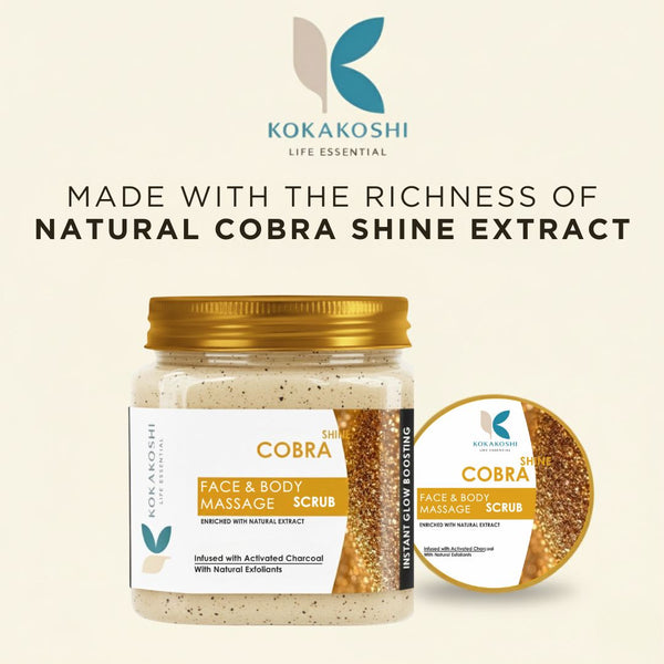 Shine Cobra Activated Charcoal Exfoliating Face & Body Scrub | Kokakoshi