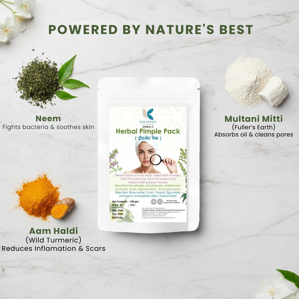 Herbal Pimple Pack Ayurvedic Care for Acne & Oily Skin Treatment Pack | Kokakoshi