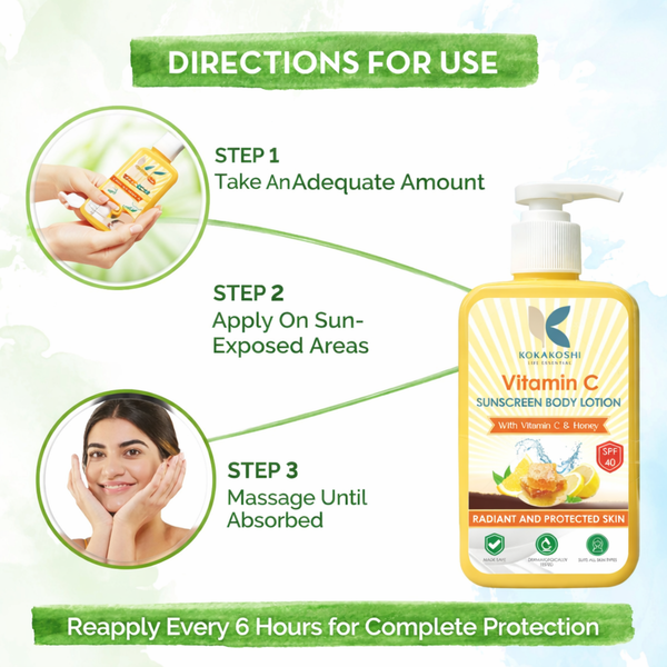 Kokakoshi Life Essential Vitamin C Sunscreen Body Lotion SPF 40 – With Honey | 300ml