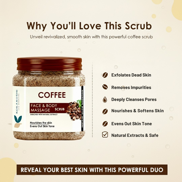 Coffee Face & Body Massage Scrub (400 ml) – Skin Polishing & Revitalizing Care | Kokakoshi