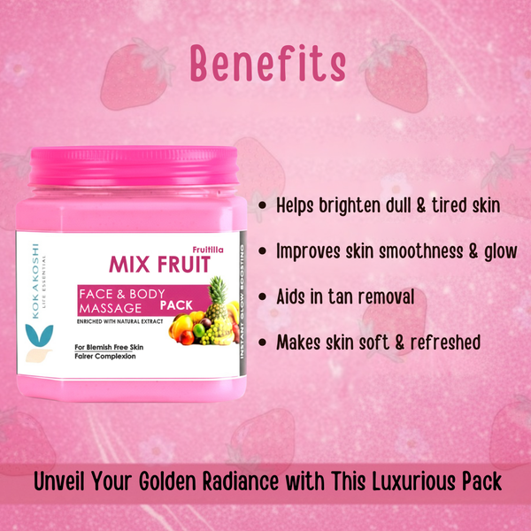 Mix Fruit Face & Body Massage Pack (400 ml) – Blemish-Free Glow & Fairer Complexion Pack | Kokakoshi