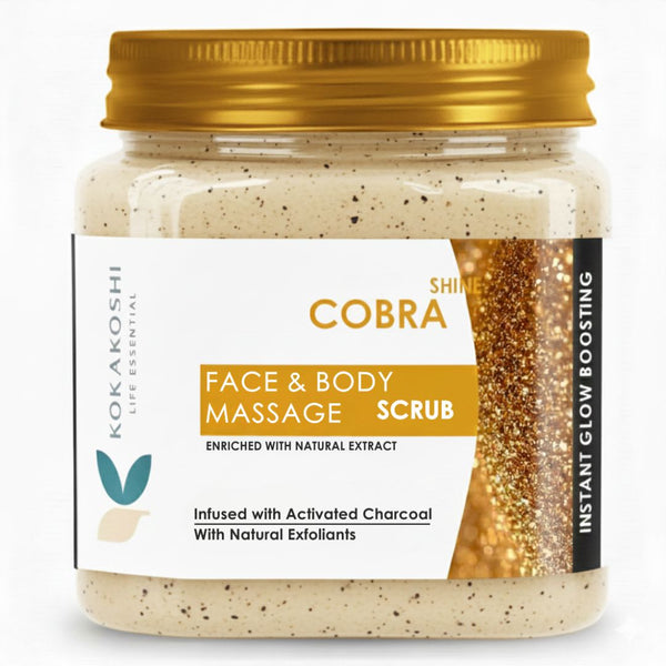 Shine Cobra Activated Charcoal Exfoliating Face & Body Scrub | Kokakoshi