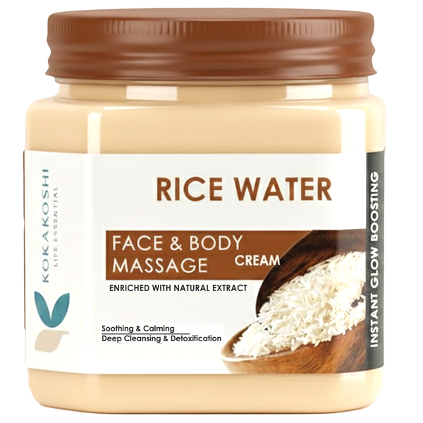Rice Water Face & Body Massage Cream (400 ml) – Soothing, Calming & Glow Enhancing Cream | Kokakoshi