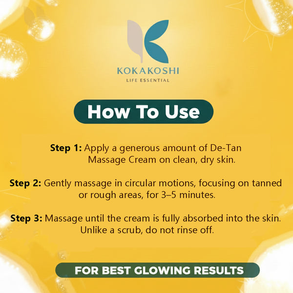De-Tan Face & Body Massage Cream (400 ml) – Sun Tan Care & Skin Nourishing Cream | Kokakoshi