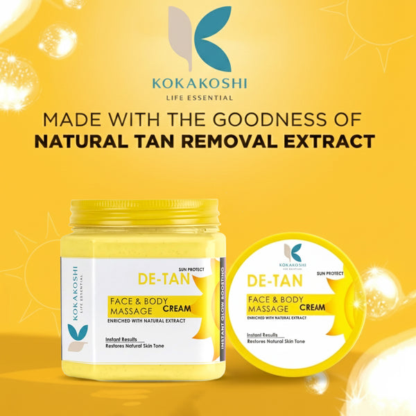 De-Tan Face & Body Massage Cream (400 ml) – Sun Tan Care & Skin Nourishing Cream | Kokakoshi