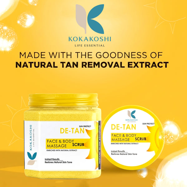 De-Tan Face & Body Massage Scrub (400 ml) – Sun Tan Care & Skin Polishing | Kokakoshi