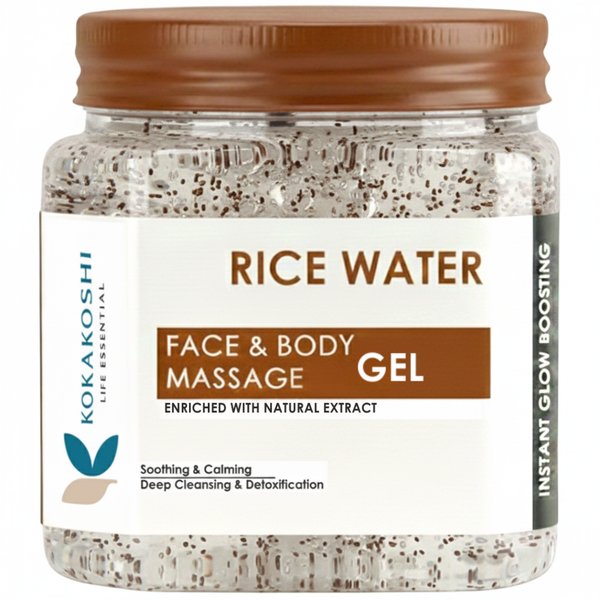 Rice Water Face & Body Massage Gel (400 ml) – Soothing, Calming & Glow Boosting Gel | Kokakoshi