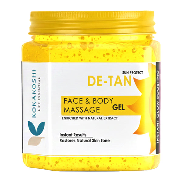 De-Tan Face & Body Massage Gel (400 ml) – Sun Tan Care & Refreshing Glow | Kokakoshi