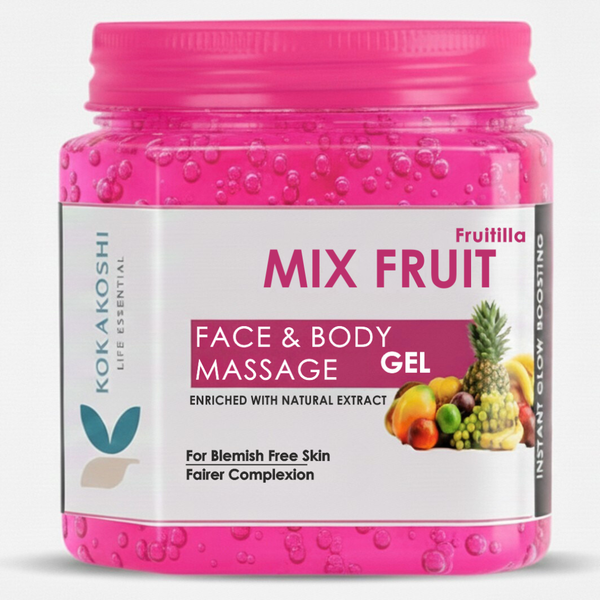 Mix Fruit Face & Body Massage Gel (400 ml) – Blemish-Free Glow & Radiance Boosting Gel | Kokakoshi