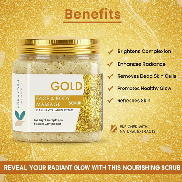 Gold Face & Body Massage Scrub (400 ml) – Radiance Polishing Care | Kokakoshi