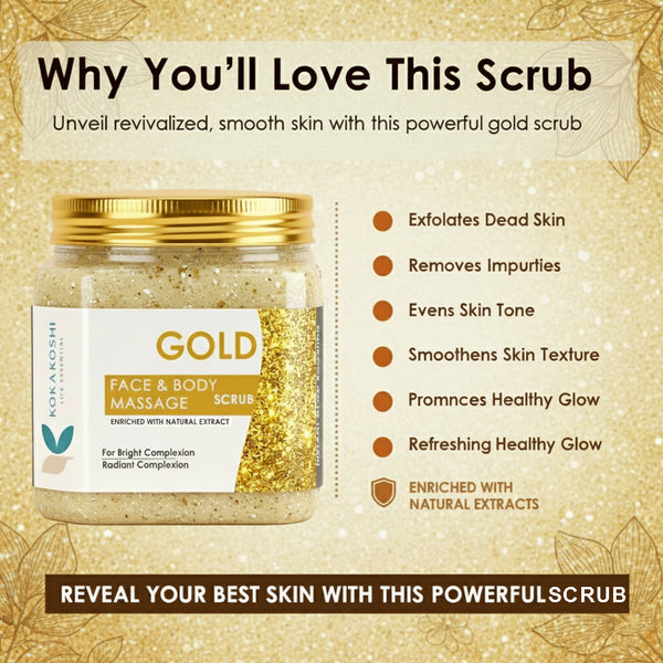 Gold Face & Body Massage Scrub (400 ml) – Radiance Polishing Care | Kokakoshi