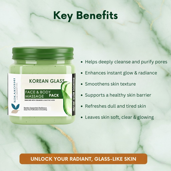 Korean Glass Face & Body Massage Pack (400 ml) – Barrier Repair & Glass Skin Glow Pack | Kokakoshi