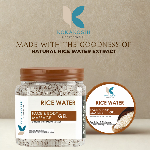 Rice Water Face & Body Massage Gel (400 ml) – Soothing, Calming & Glow Boosting Gel | Kokakoshi