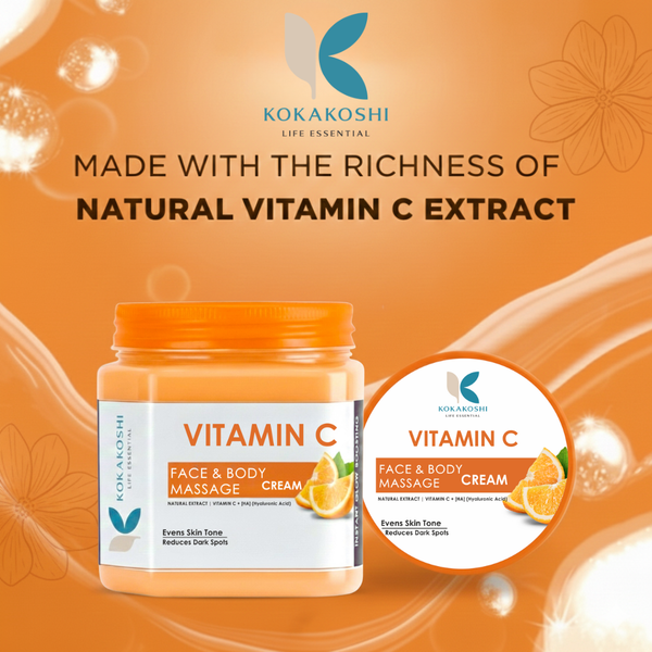 Vitamin C Face & Body Massage Cream (400 ml) – Brightening & Deep Nourishing Care | Kokakoshi