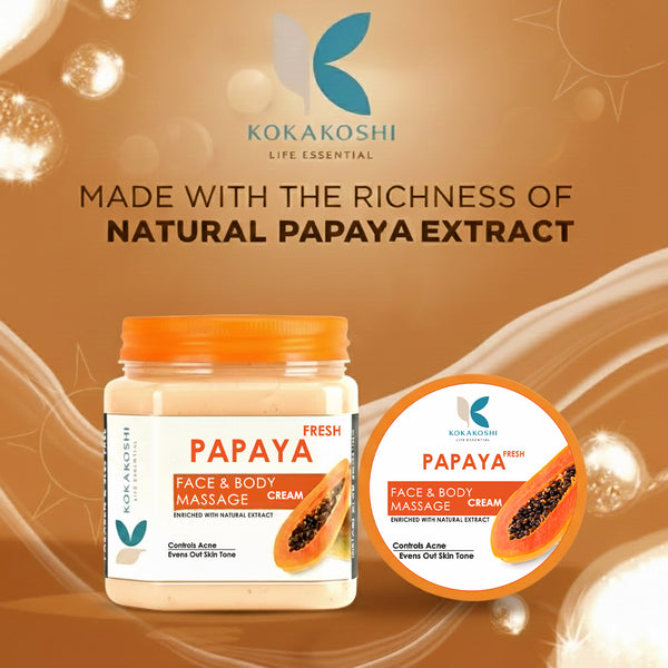 Fresh Papaya Face & Body Massage Cream (400 ml) – Nourishing Cream for Smooth Skin | Kokakoshi