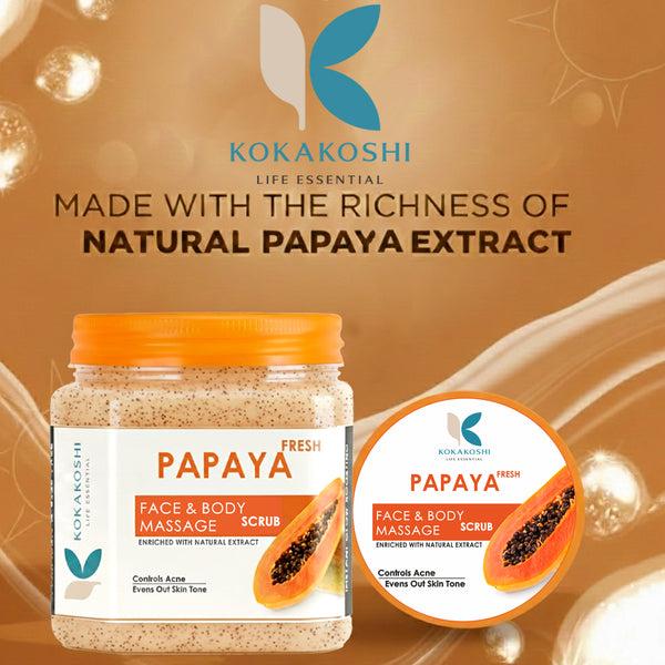 Fresh Papaya Face & Body Massage Scrub (400 ml) – Exfoliating & Skin Refreshing Scrub | Kokakoshi