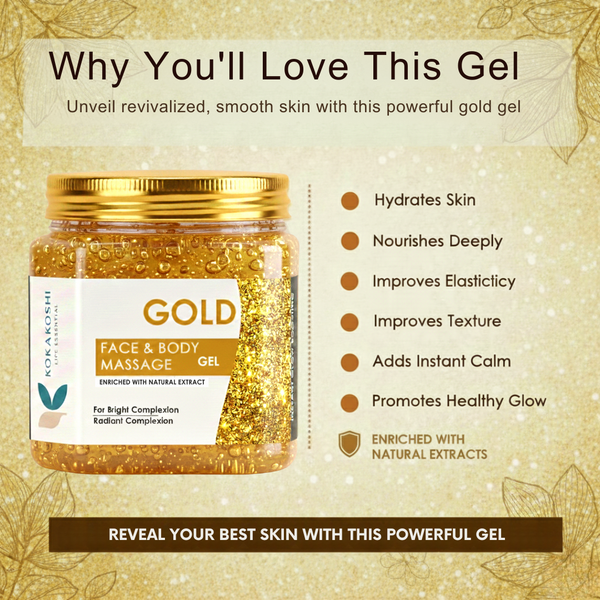 Gold Face & Body Massage Gel (400 ml) – Radiance Boosting Gel | Kokakoshi