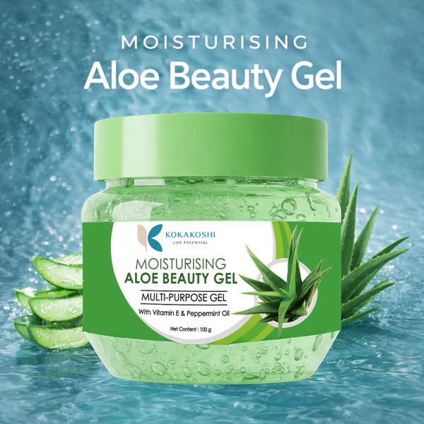 Kokakoshi Moisturising Aloe Beauty Gel – Multi-Purpose Gel with Vitamin E & Peppermint Oil | 100g