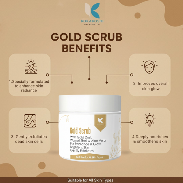 Gold Scrub – Radiance & Glow Face & Body Scrub with Gold Dust | Kokakoshi