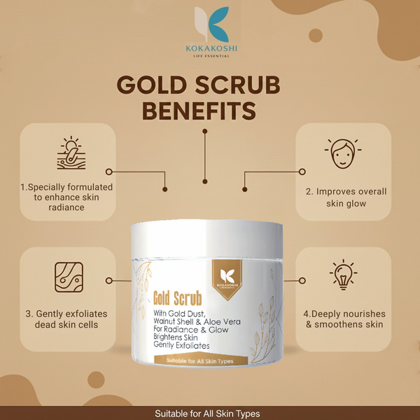 Gold Scrub – Radiance & Glow Face & Body Scrub with Gold Dust | Kokakoshi