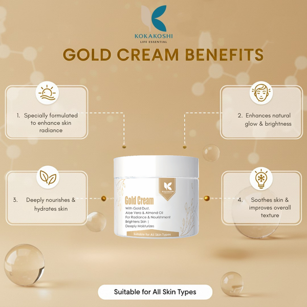 Gold Cream – Radiance & Nourishing Face & Body Massage Cream with Gold Dust | Kokakoshi