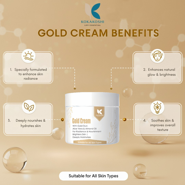 Gold Cream – Radiance & Nourishing Face & Body Massage Cream with Gold Dust | Kokakoshi