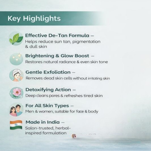 De-Tan Pack – Tan Removal & Brightening Face & Body Pack | Kokakoshi