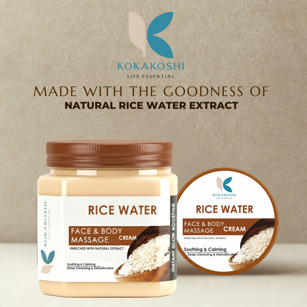 Rice Water Face & Body Massage Cream (400 ml) – Soothing, Calming & Glow Enhancing Cream | Kokakoshi