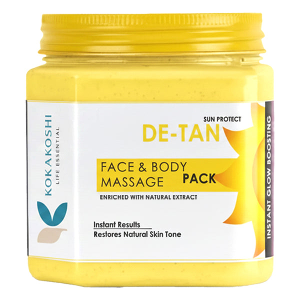 De-Tan Face & Body Massage Pack (400 ml) – Tan Removal & Skin Brightening Care | Kokakoshi