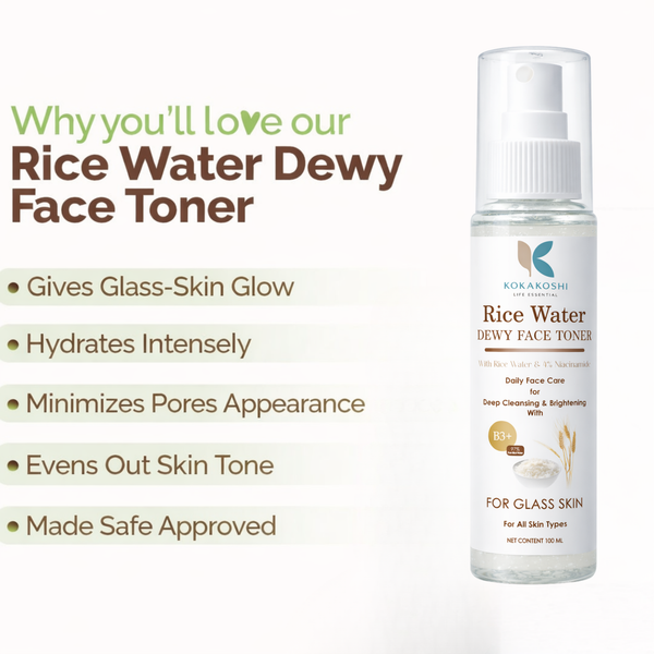 Kokakoshi Rice Water Dewy Face Toner – With Rice Water & 4% Niacinamide for Glass Skin | 100ml