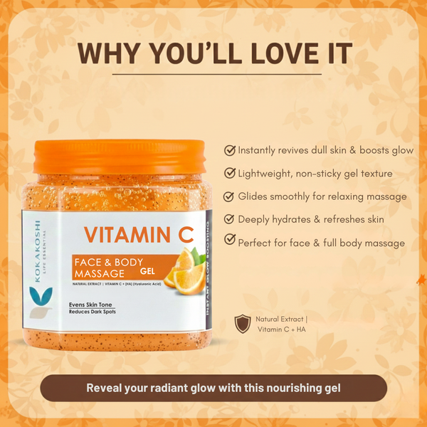 Vitamin C Face & Body Massage Gel (400 ml) – Brightening & Hydration Boost | Kokakoshi