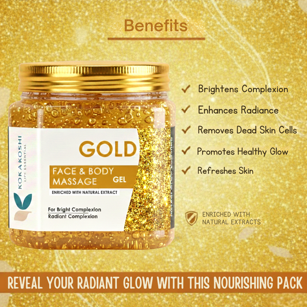 Gold Face & Body Massage Gel (400 ml) – Radiance Boosting Gel | Kokakoshi
