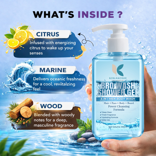 Kokakoshi Bro Wash Shower Gel – 4 in 1 Men Body Wash (Shampoo, Conditioner, Body Wash, Face Wash, Beard Wash) | 300ml