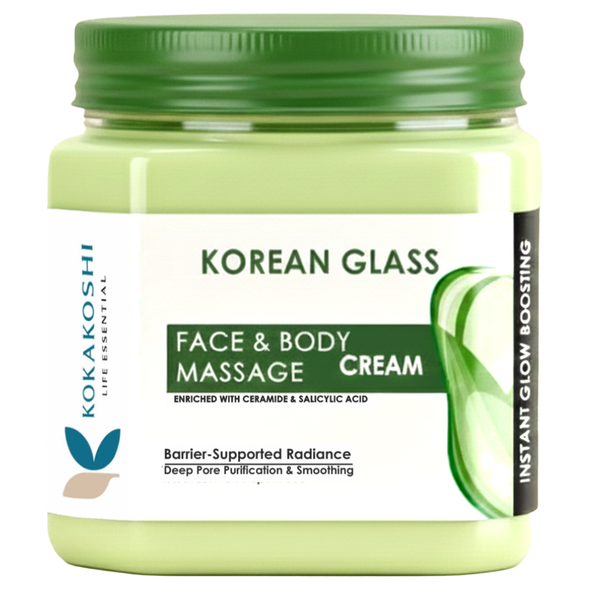 Korean Glass Face & Body Massage Cream (400 ml) – Barrier Repair & Glass Skin Glow Cream | Kokakoshi
