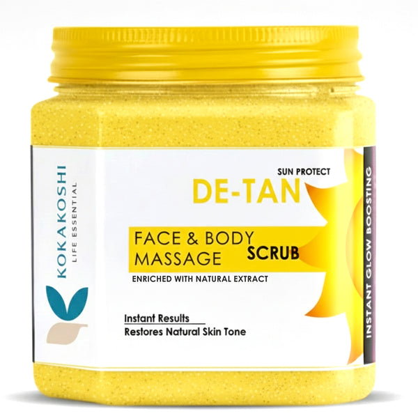 De-Tan Face & Body Massage Scrub (400 ml) – Sun Tan Care & Skin Polishing | Kokakoshi