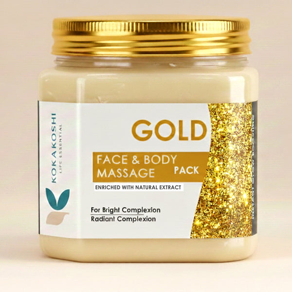 Gold Face & Body Massage Pack (400 ml) – Instant Radiance & Glow Boost | Kokakoshi