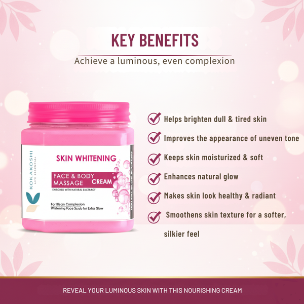 Skin Whitening Face & Body Massage Cream (400 ml) – Clean Complexion & Glow Boosting Care | Kokakoshi