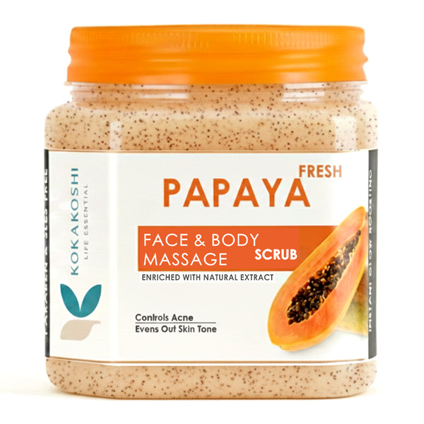 Fresh Papaya Face & Body Massage Scrub (400 ml) – Exfoliating & Skin Refreshing Scrub | Kokakoshi