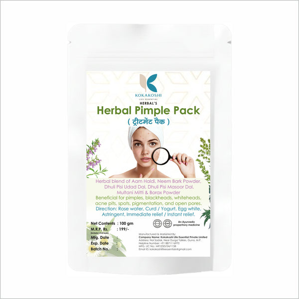 Herbal Pimple Pack Ayurvedic Care for Acne & Oily Skin Treatment Pack | Kokakoshi