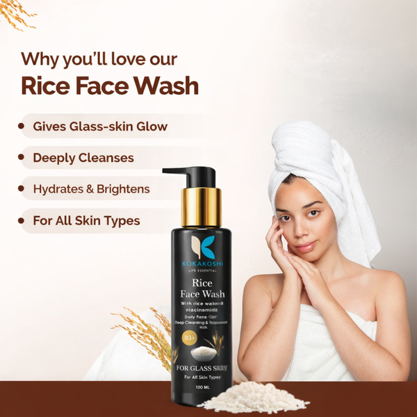 Kokakoshi Rice Face Wash – With Rice Water & Niacinamide B3+ for Glass Skin | 100ml
