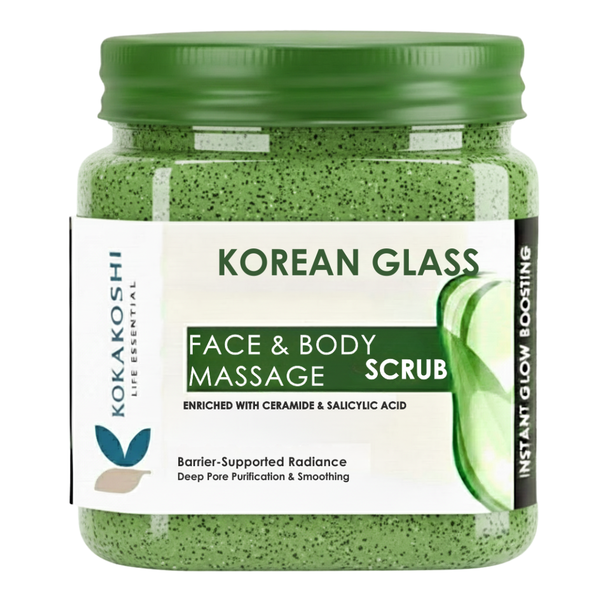 Korean Glass Face & Body Massage Scrub (400 ml) – Barrier Repair & Pore Refining Exfoliator | Kokakoshi
